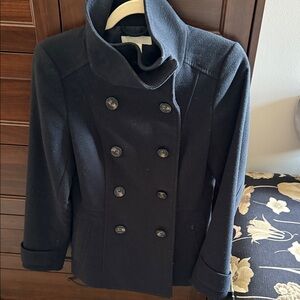 Women's Navy Blue Double-Breasted Peacoat